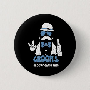 Badge Rond 5 Cm Garçons d'honneur Rassemblement Groovy du marié - 