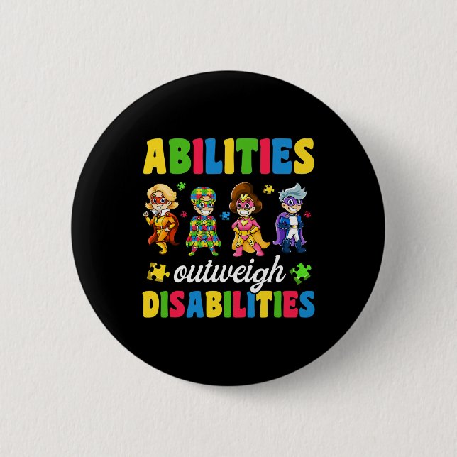 Badge Rond 5 Cm Garçons Enfants Autisme Handicap Sensibilisation (Devant)