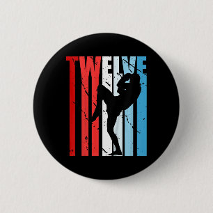 Badge Rond 5 Cm Garçons Enfants Kickboxing 12e Anniversaire Kickbo