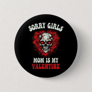 Badge Rond 5 Cm Garçons Fantôme Rouge Crâne Cœur Désolé Filles Mam