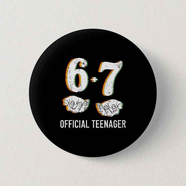 Badge Rond 5 Cm Garçons Filles Adolescent de 6+7 Ans 13ème Anniver (Devant)