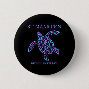 Badge Rond 5 Cm Garçons Filles Femmes Tortue de mer de St. Maarten