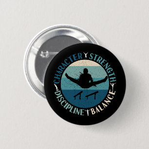 Badge Rond 5 Cm Garçons Gymnastique Caractère Force Discipline