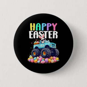 Badge Rond 5 Cm Garçons Joyeux Camion Monstre de Pâques Oeufs de P