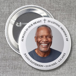 Badge Rond 5 Cm Garde-mémoire simple photo funéraire