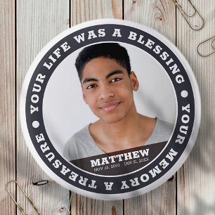 Badge Rond 5 Cm Garde photo personnalisée simple et moderne Memor