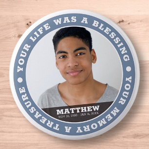 Badge Rond 5 Cm Garde photo personnalisée simple Memorial Modern