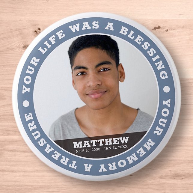 Badge Rond 5 Cm Garde photo personnalisée simple Memorial Modern (Créateur téléchargé)