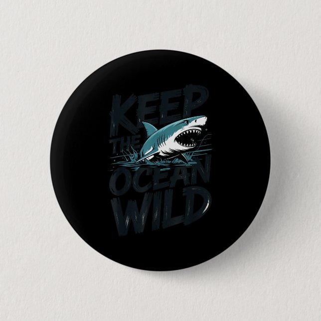Badge Rond 5 Cm Garder le message de conservation des requins de l (Devant)