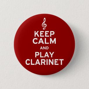 Badge Rond 5 Cm Gardez la clarinette de calme et de jeu