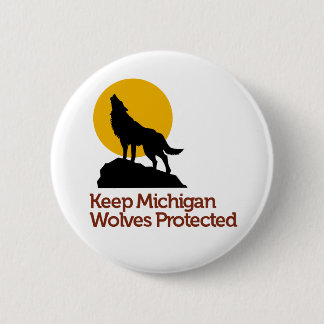 Badge Rond 5 Cm Gardez le bouton protégé par loups du Michigan