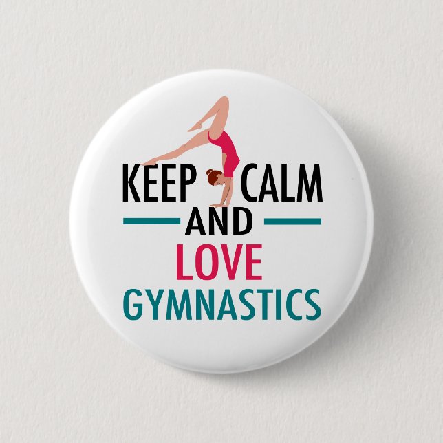 Badge Rond 5 Cm Gardez le calme Amour Gymnastique Belle Gymnaste (Devant)