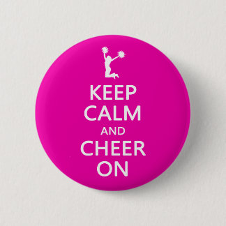 Badge Rond 5 Cm Gardez le calme et l'acclamation dessus, rose de