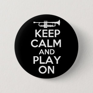 Badge Rond 5 Cm Gardez le calme et le jeu sur (la trompette)