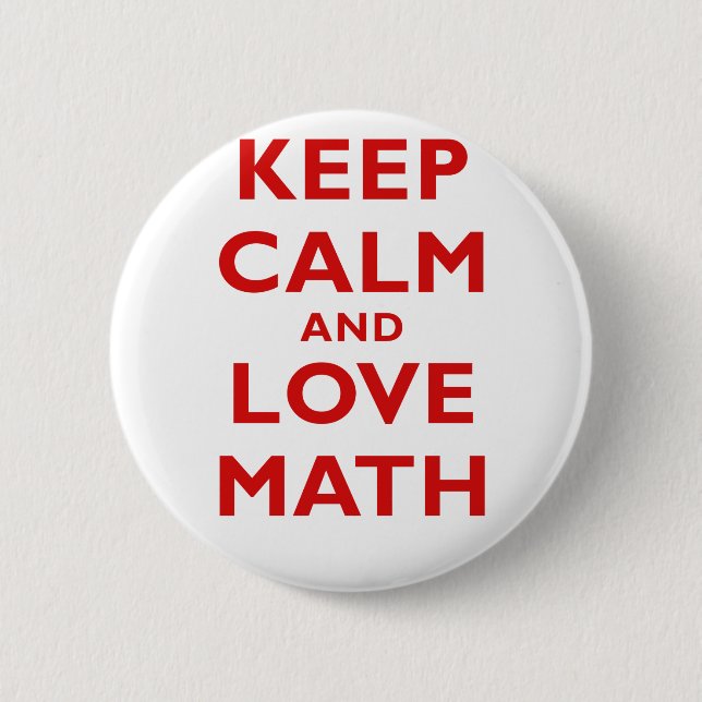 Badge Rond 5 Cm Gardez le calme et les maths d'amour (Devant)