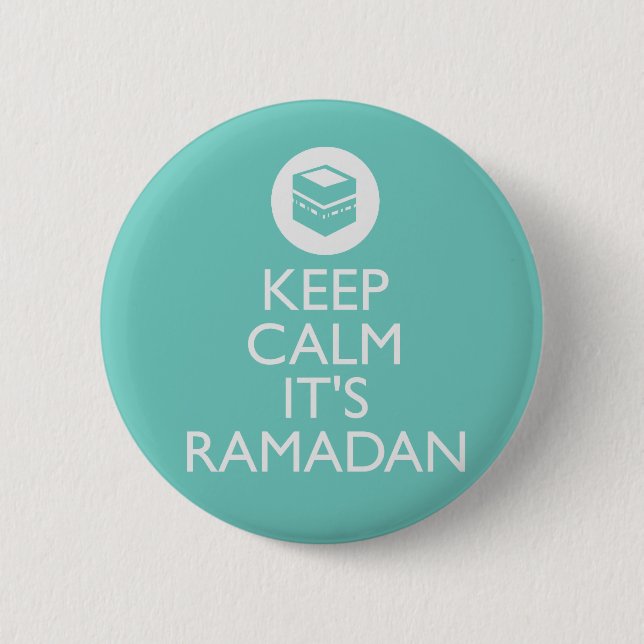 Badge Rond 5 Cm gardez le calme sa Ramadan-turquoise (Devant)