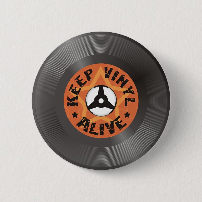 Badge Rond 5 Cm Gardez le vinyle vivant (Devant)