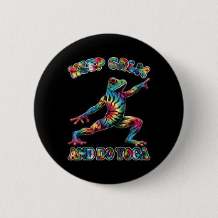 Badge Rond 5 Cm Gardez votre calme et faites du yoga Yoga Grenouil