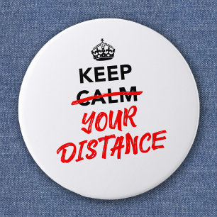 Badge Rond 5 Cm Gardez votre distance - Slogan Distancing Social