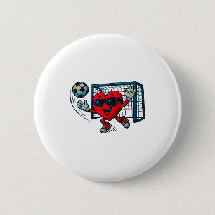 Badge Rond 5 Cm Gardien de but de football de la Saint-Valentin Fu