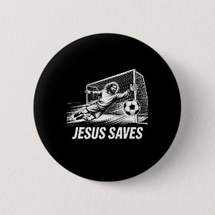 Badge Rond 5 Cm Gardien de but de football Jésus sauve chrétien So