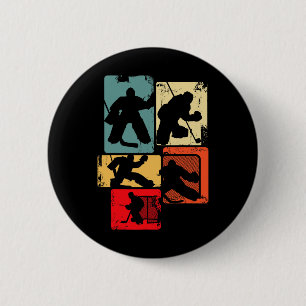 Badge Rond 5 Cm Gardien de but de hockey sur glace pour garçons