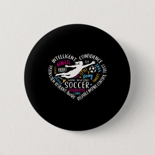 Badge Rond 5 Cm Gardienne de but de football féminin Amour de coeu