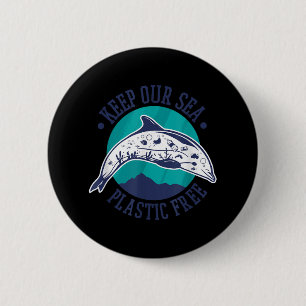 Badge Rond 5 Cm Gardons nos mers sans plastique, protection de l'e