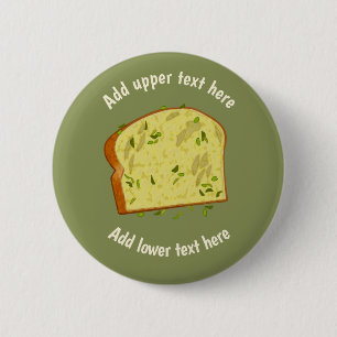 Badge Rond 5 Cm Garlic Bread - Herby Italian Loaf Slice - own text