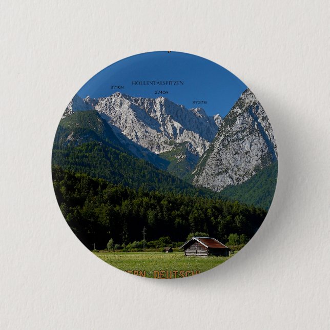 Badge Rond 5 Cm Garmisch - le Zugspitze et l'Alpspitze (Devant)