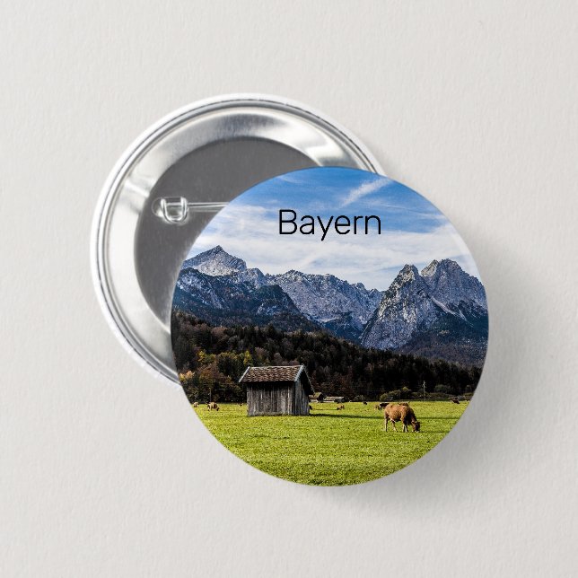 Badge Rond 5 Cm Garmisch Partenkirchen Alpes Bavière Allemagne (Devant & derrière)