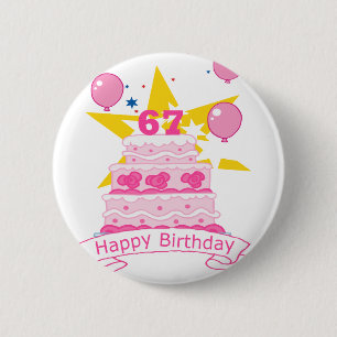 Badge Rond 5 Cm Gâteau d'anniversaire 67 ans