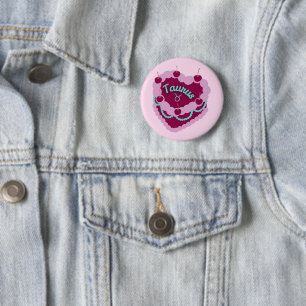Badge Rond 5 Cm Gâteau d'anniversaire cœur pastel Taureau Zodiaque