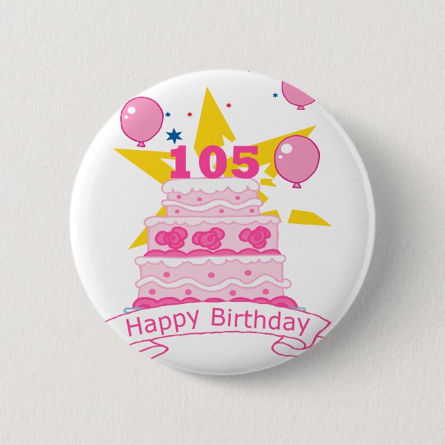 Badge Rond 5 Cm Gâteau d'anniversaire de 105 ans (Devant)