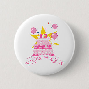 Badge Rond 5 Cm Gâteau d'anniversaire de 13 ans