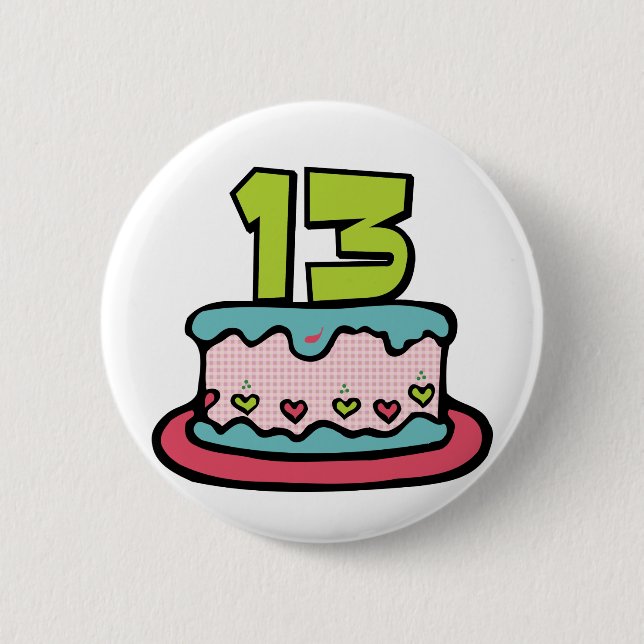 Badge Rond 5 Cm Gâteau d'anniversaire de 13 ans (Devant)