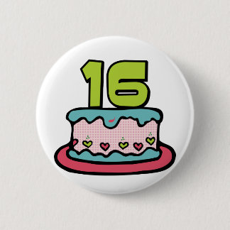 Badge Rond 5 Cm Gâteau d'anniversaire de 16 ans