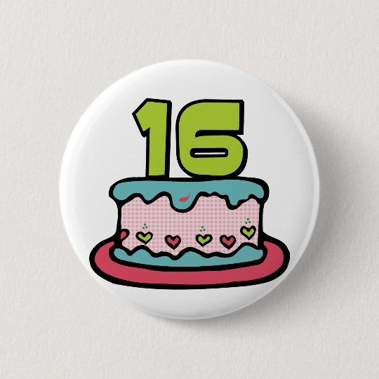 Badge Rond 5 Cm Gateau D Anniversaire De 16 Ans Zazzle Fr