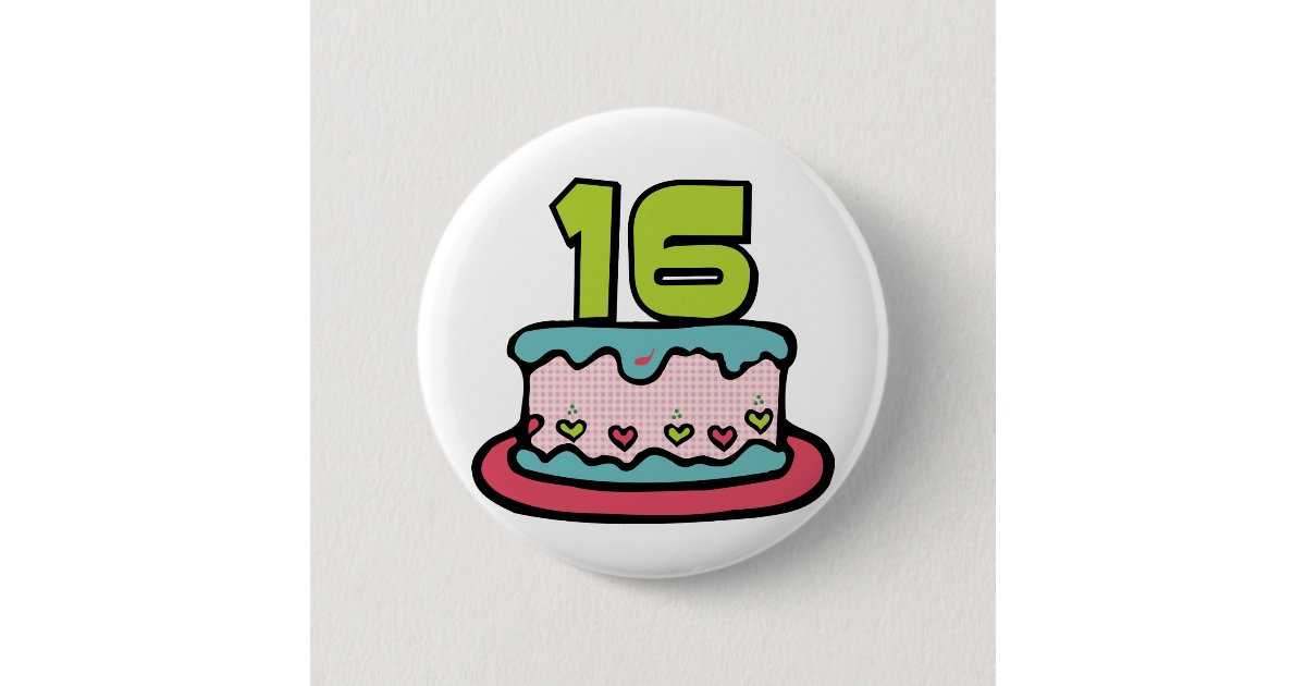 Badge Rond 5 Cm Gateau D Anniversaire De 16 Ans Zazzle Fr