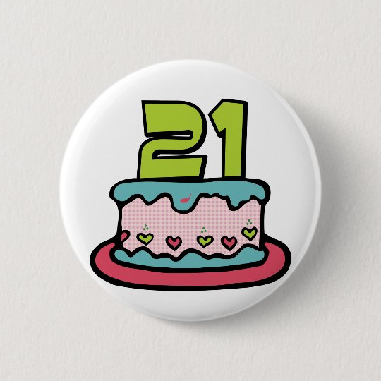 Badge Rond 5 Cm Gateau D Anniversaire De 21 Ans Zazzle Fr