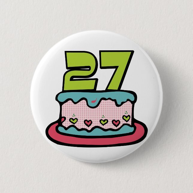 Badge Rond 5 Cm Gâteau d'anniversaire de 27 ans (Devant)