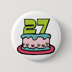 Badge Rond 5 Cm Gâteau d'anniversaire de 27 ans