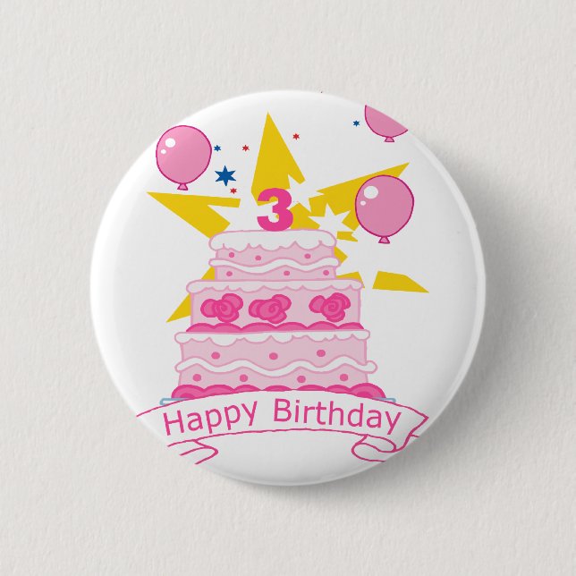 Badge Rond 5 Cm Gâteau d'anniversaire de 3 ans (Devant)