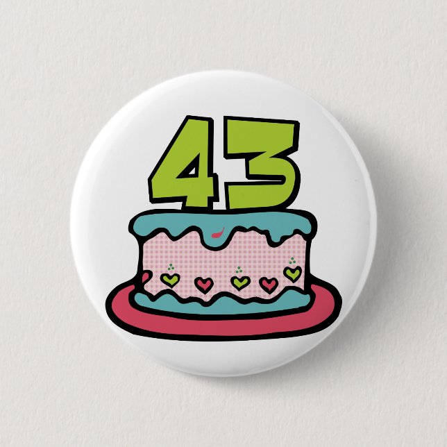 Badge Rond 5 Cm Gâteau d'anniversaire de 43 ans (Devant)