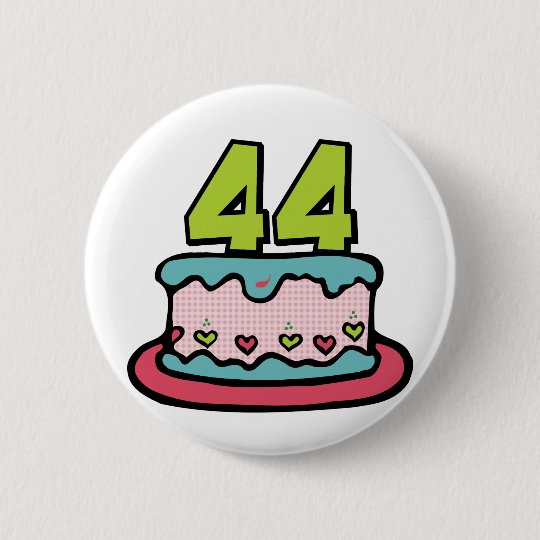 Badge Rond 5 Cm Gateau D Anniversaire De 44 Ans Zazzle Fr