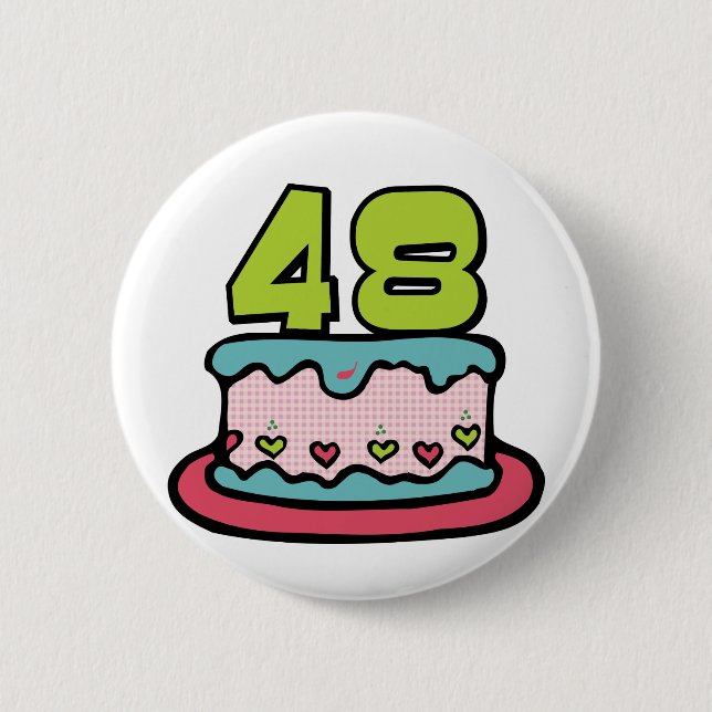 Badge Rond 5 Cm Gâteau d'anniversaire de 48 ans (Devant)