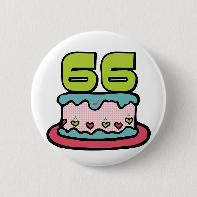 Badge Rond 5 Cm Gâteau d'anniversaire de 66 ans (Devant)