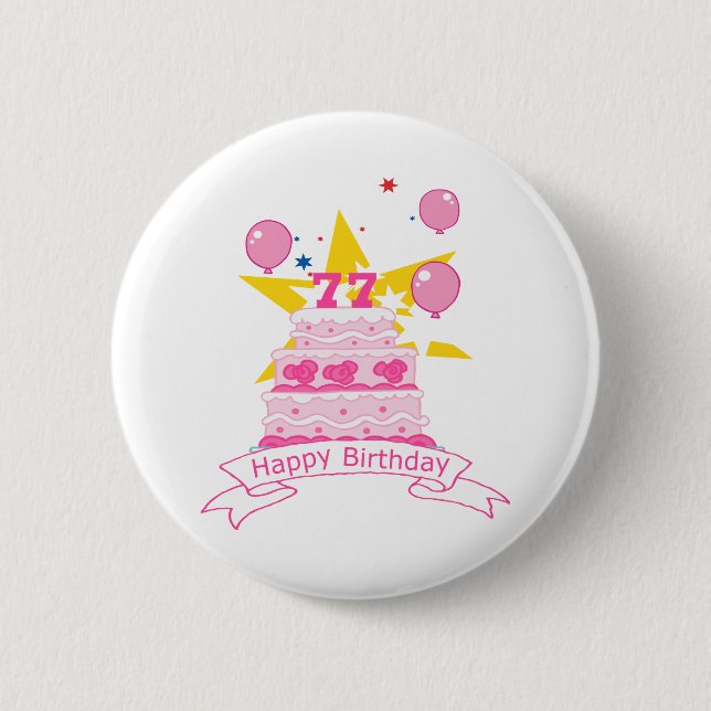 Badge Rond 5 Cm Gâteau d'anniversaire de 77 ans (Devant)