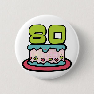 Badge Rond 5 Cm Gâteau d'anniversaire de 80 ans