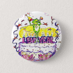 Badge Rond 5 Cm Gâteau d'anniversaire de bouton d'année bissextile